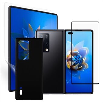 HD Tempered Glass Front Screen Protector + Full Glue Clear TPU Film + 3D Hot Bending Side Glue Tempered Glass Phone Back Protector for Huawei Mate X2