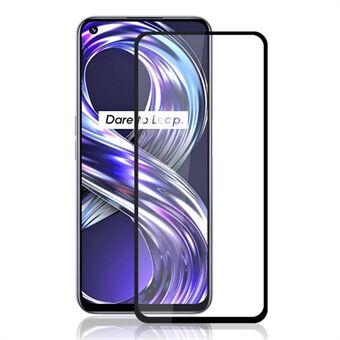 MOCOLO Silk Printing Screen Protector for Realme 8i, Full Cover Full Glue Double Defense Anti-explosion HD Clear Tempered Glass Film - Black