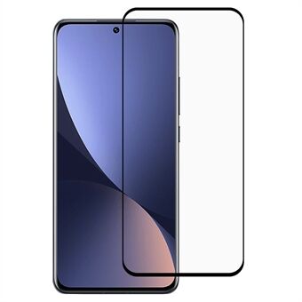 RURIHAI for Xiaomi 12 Pro Scratch-resistant Full Glue 3D Curved 0.26mm High Aluminium-silicon Glass HD Anti-explosion Full Coverage Screen Protector [Fingerprint Unlock Version]