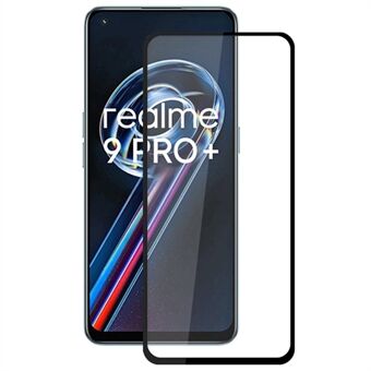 AMORUS 2Pcs/Pack Double Defense Tempered Glass Film for Realme 9 Pro+, Anti-fingerprint HD Silk Printing Clear Full Glue Full Screen Protector - Black