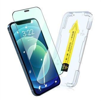 ENKAY for iPhone 12/12 Pro 6.1 inch Green Light Eye Protection Tempered Glass Full Glue Silk Printing Full Screen Film with Easy Installation Tool