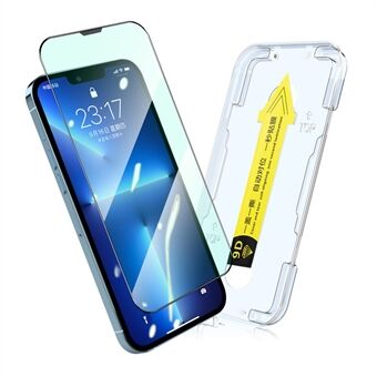 ENKAY for iPhone 13/13 Pro 6.1 inch Eye Protection Anti-blue-ray Film Full Glue Tempered Glass Full Screen Silk Printing Protector with Easy Installation Tool