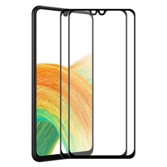 ENKAY 2Pcs/Set for Samsung Galaxy A33 5G 6D Full Size Full Glue Tempered Glass Film Silk Printing Screen Cover Protective Film