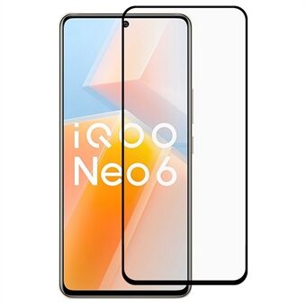 For vivo iQOO Neo6 Black Edge Silk Print Tempered Glass Film Full Coverage Full Glue Anti-explosion Screen Protector