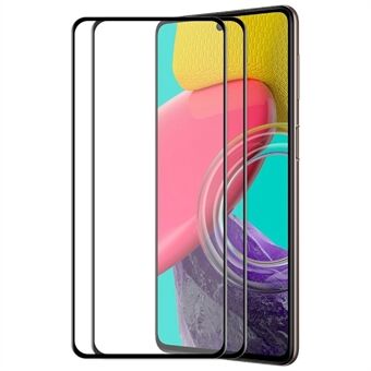 ENKAY 2Pcs/Set for Samsung Galaxy M53 5G Screen Protector Silk Printing 6D High Aluminium-silicon Glass Full Size Full Glue HD Clear Tempered Glass Film