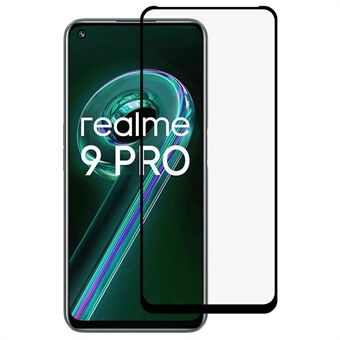 For Realme 9 Pro 5G/Realme V25 5G 9D Silk Printing Full Size Screen Protector Side Glue Anti-scratch Tempered Glass Shield