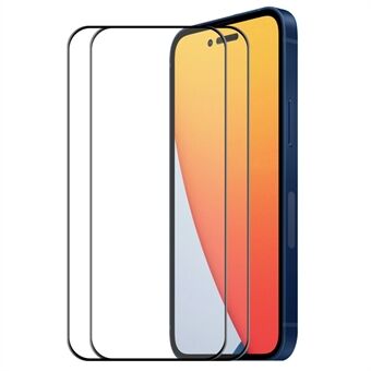 ENKAY HAT PRINCE For iPhone 14 Pro 6.1 inch 2Pcs / Pack 6D Silk Printing Full Screen Protector Full Glue HD Clear High Aluminium-silicon Glass Film