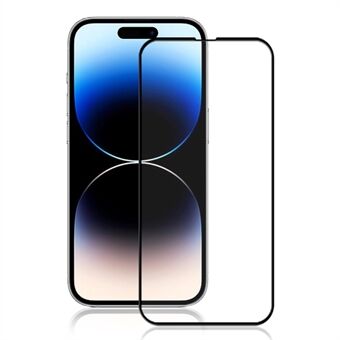 MOCOLO For iPhone 15 Pro Silk Printing HD Clear Tempered Glass Film Secondary Hardening Full Screen Protector - Black