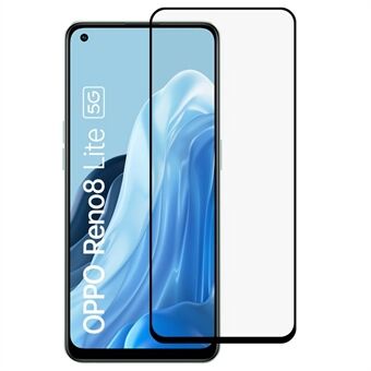 For Oppo Reno8 Lite 5G HD Clear Tempered Glass Film Full Cover Full Glue Anti-Scratch Bubble-Free Silk Printing Screen Protector