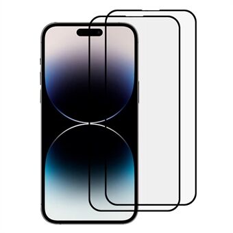 2Pcs / Set for iPhone 14 Pro Max Anti-scratch HD Clear Screen Protector Film 2.5D Arc Edge Silk Printing Full Coverage Full Glue Tempered Glass Film