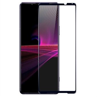 NORTHJO A++ For Sony Xperia 1 III 5G Silk Printing Anti-fingerprint Full Screen Protector 0.3mm 2.5D High Aluminum-silicon Glass Film - Black