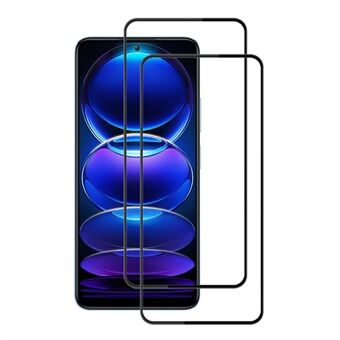 AMORUS 2Pcs / Set For Xiaomi Redmi Note 12 Pro 5G Anti-explosion Silk Printing Tempered Glass Film Ultra Clear Full Glue Secondary Hardening Anti-wear Full Screen Protector - Black