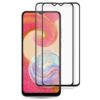 AMORUS 2Pcs For Samsung Galaxy A04e 4G / F04 4G / M04 4G Full Screen Protector Full Glue Silk Printing Tempered Glass HD Clear Film - Black