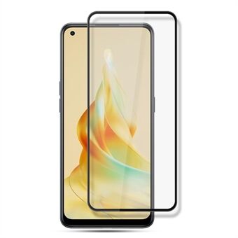 AMORUS For Oppo Reno8 T 4G Silk Printing Tempered Glass Film Anti-explosion Full Glue Full Screen Protector - Black