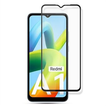 AMORUS For Xiaomi Redmi A1 4G Full Cover Tempered Glass Screen Protector Silk Printing Full Glue Film - Black