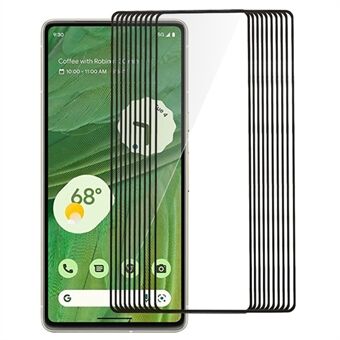 10Pcs / Pack Tempered Glass Screen Protector for Google Pixel 7a , HD Clear Silk Printing Film Black Edge