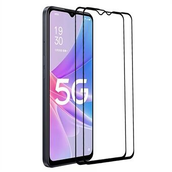 2Pcs / Pack Screen Protectoror for Oppo A78 5G , Full Coverage Silk Printing Clear Tempered Glass Film