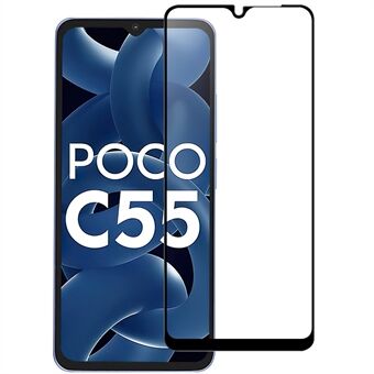 For Xiaomi Poco C55 4G Full Glue Screen Protector HD Clear Black Edge Shatter-proof Phone AGC Glass Film