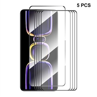 ENKAY HAT PRINCE 5Pcs 0.26mm 9H High Aluminium-silicon Glass Film for Xiaomi Redmi K60E 5G , Silk Printing 2.5D Screen Protector