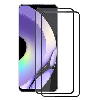 AMORUS 2Pcs Full Glue Film for Realme 10 Pro 5G Tempered Glass Silk Printing Full Screen Protector - Black