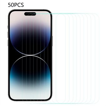 50Pcs For iPhone 14 Pro HD Clear Arc Edge Tempered Glass Screen Protector Anti-scratch Screen Film