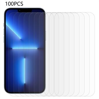 100Pcs For iPhone 13 Pro 6.1 inch / 13 6.1 inch / 14 Anti-scratch Screen Film Arc Edge Clear HD Tempered Glass Cellphone Screen Protector