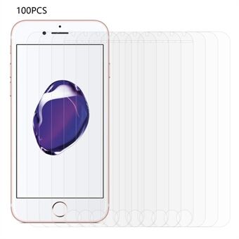 100Pcs For iPhone 7 / 8 4.7 inch / SE (2022) / SE (2020) Arc Edge Tempered Glass Phone Screen Protector HD Clear Anti-scratch Film