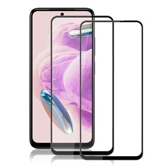 AMORUS 2Pcs For Xiaomi Redmi Note 12S 4G Silk Printing Screen Protector Full Cover HD Tempered Glass Film - Black