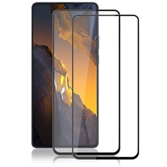 AMORUS 2Pcs For Xiaomi Poco F5 5G / Redmi Note 12 Turbo Screen Protector Tempered Glass Silk Printing Film - Black