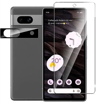 For Google Pixel 7a Tempered Glass 2.5D Arc Edge Screen Protector with Black Frame Camera Lens Film