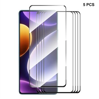 ENKAY HAT PRINCE 5PCS Screen Film for Xiaomi Poco F5 5G / Redmi Note 12 Turbo High Aluminium-silicon Glass 9H 2.5D 0.26mm Silk Printing Screen Protector