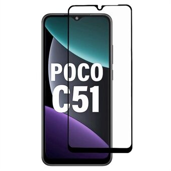 For Xiaomi Poco C51 4G Silk Printing Full Glue Full Screen Protector HD Clear Tempered Glass Phone Film