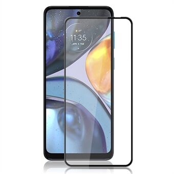 AMORUS For Motorola Moto G22 HD Clear Screen Protector Silk Printing Full Glue Tempered Glass Film - Black