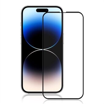 AMORUS For iPhone 15 Pro High Transparency Screen Protector Silk Printing Full Glue Tempered Glass Film - Black