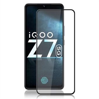 AMORUS For vivo iQOO Z7 5G Phone Full Screen Protector Tempered Glass Silk Printing Full Glue Film - Black