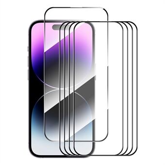 ENKAY HAT PRINCE 5Pcs For iPhone 15 Pro Max 2.5D 0.26mm Ultra Clear Film Silk Printing High Aluminium-silicon Glass Screen Protector