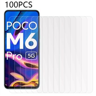 100PCS For Xiaomi Poco M6 Pro 5G Phone Tempered Glass Film HD Transparent Screen Protector