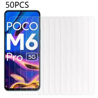 50PCS HD Clarity Screen Protector for Xiaomi Poco M6 Pro 5G , Tempered Glass Anti-scratch Phone Screen Film