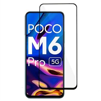 For Xiaomi Poco M6 Pro 5G Silk Printing Black Edge Screen Protector Full Glue Full Cover Tempered Glass Film