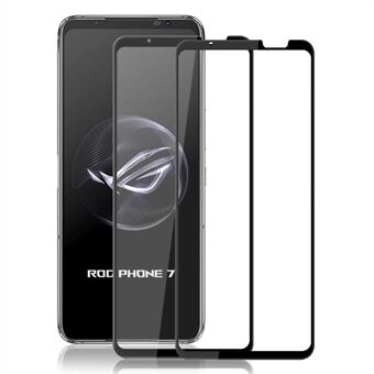 AMORUS 2Pcs Screen Protector for Asus ROG Phone 7 5G , Full Glue Tempered Glass Silk Printing HD Clear Film - Black