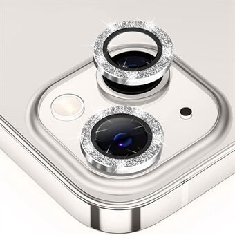 ENKAY HAT PRINCE For iPhone 13 6.1 inch / 13 mini 5.4 inch 1 Set Tempered Glass + Aluminum Alloy Camera Lens Protector Rhinestone Decor HD Clear Lens Film