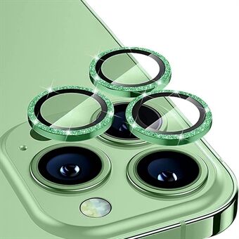 ENKAY HAT PRINCE For iPhone 14 Pro 6.1 inch / 14 Pro Max 6.7 inch 1 Set Rear Camera Lens Protector Rhinestone Decor Tempered Glass Aluminum Alloy Film