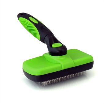 Pet Automatic Hair Comb Grooming Brush Push-type Telescopic Needle Hair Removal Clipper - Green/Black