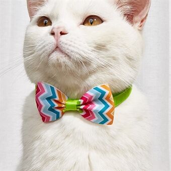 TG-HP109 Cute Wave Stripe Bowtie Fruit Pattern Printed Tie Pet Cat Dog Adjustable Collars Set