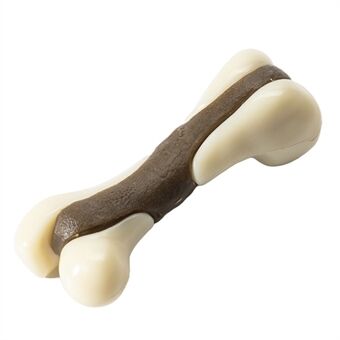 EETOYS Bone Shape Teeth Cleaning Chewing Dog Pet Toy Cowhide Leather + Nylon Toy, Size L