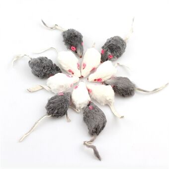 TG-CTOY0022 12Pcs Fur Mouse Imitation Mice Pet Cat Chewing Catch Playing Toy