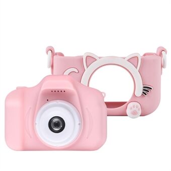 X200 2.0inch HD Dual Lens Kids Mini Camera Cartoon Cat Anti-drop Selfie Toy