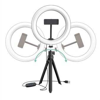 UN-205 8\'\' LED Ring Light with Stand and Phone Holder Desktop Selfie Circle Lamp for YouTube Video Photography Makeup