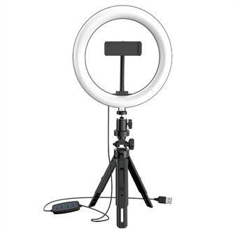 UN-206 8\'\' Dimmable LED Ring Light with Stand and Phone Holder Desktop Selfie Circle Lamp for YouTube Video Photography Makeup