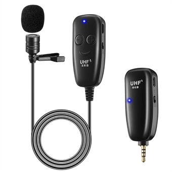 UHF 50m Wireless Lavalier Lapel Microphone Interview Voice Recording Mic System for iPhone Android DSLR Camera